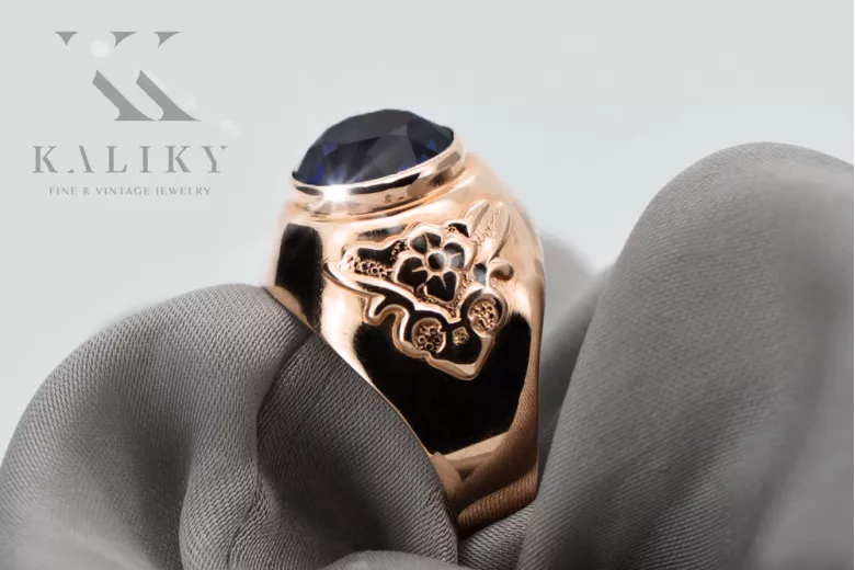 Originales Vintage-Roségold aus 14 Karat Saphir Ring Vintage vrc078r